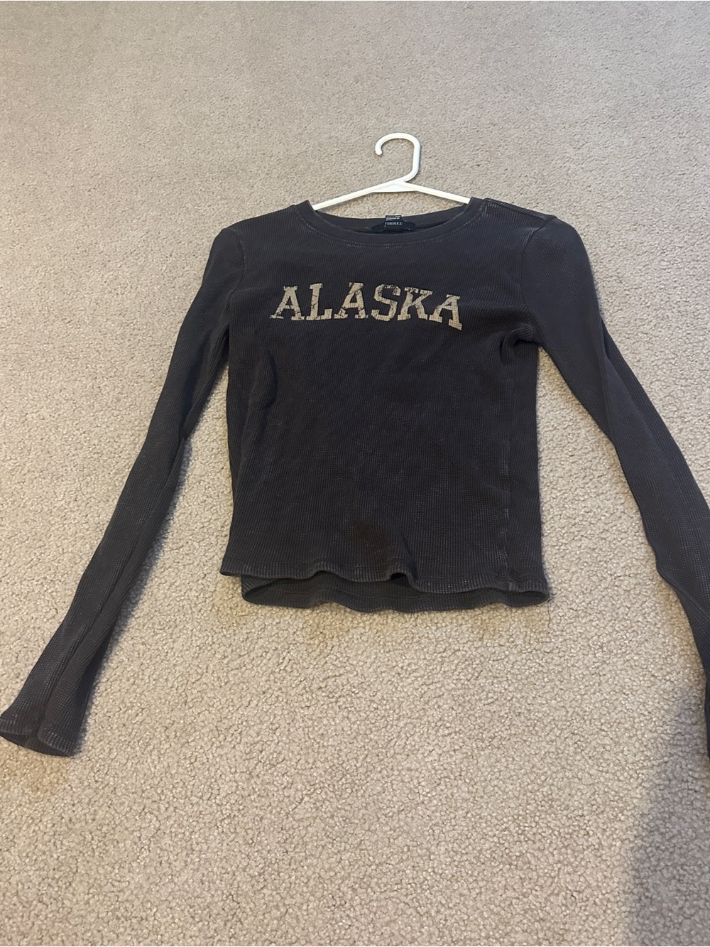 Long Sleeve Ribbed Tee - Brown